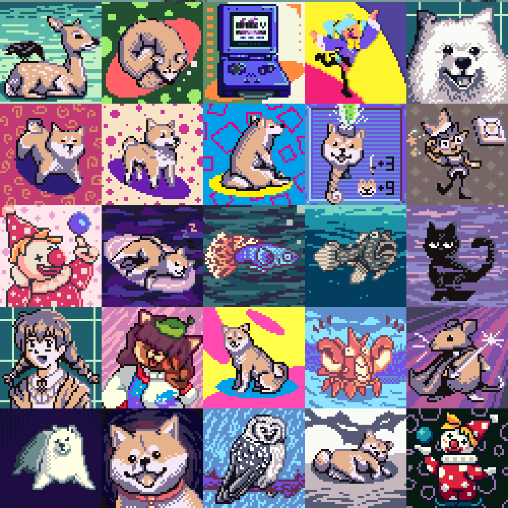 August 1 2025 - a 5 by 5 box of 50x50 canvas drawings