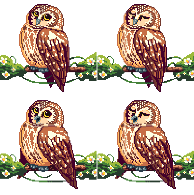 July 12 2025 - different frames for an owl talksprite